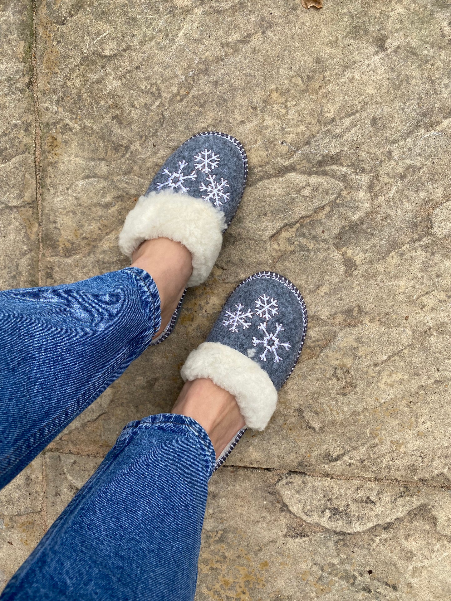 Women's Natural Wool and Felt Slippers
